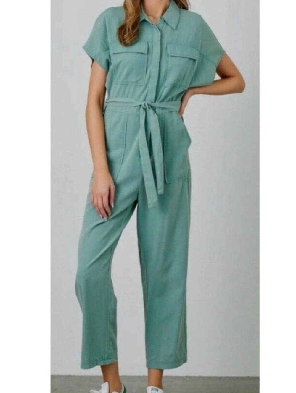Universal Thread Jumpsuit Green Size 12 Linen Rayon Blend